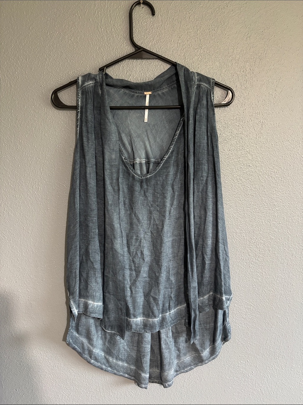 Free People Washed Charcoal Draped Tank Top